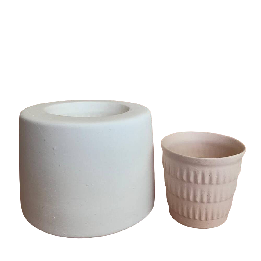 EK037 Alçı Kalıp - Seramik Döküm Kalıbı Kısa Motifli Fincan - 4
