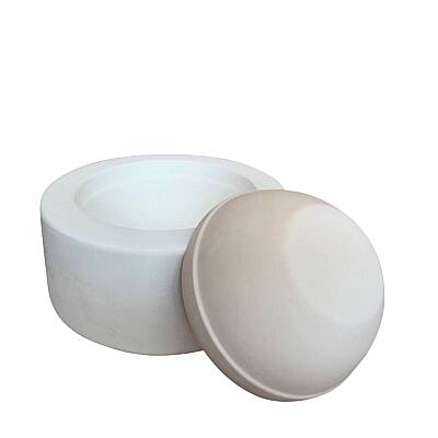 EK062 Alçı Kalıp - Seramik Döküm Kalıbı Düz Ağızlı Yuvarlak Kase - Saksı 14x6cm - 2