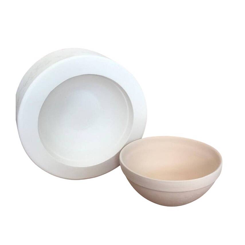 EK062 Alçı Kalıp - Seramik Döküm Kalıbı Düz Ağızlı Yuvarlak Kase - Saksı 14x6cm - 1