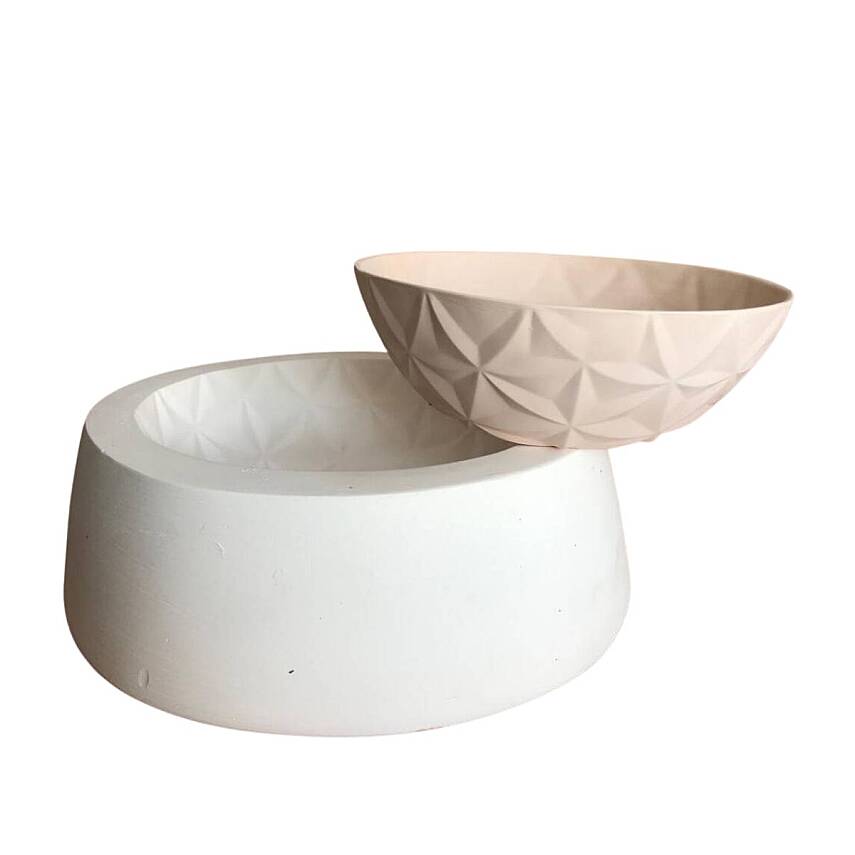 EK096 Alçı Kalıp - Seramik Döküm Kalıbı Kristal Büyük Yuvarlak Kase 23,5x8,5cm - 1