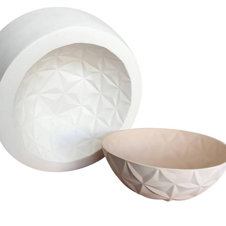 EK096 Alçı Kalıp - Seramik Döküm Kalıbı Kristal Büyük Yuvarlak Kase 23,5x8,5cm - 3