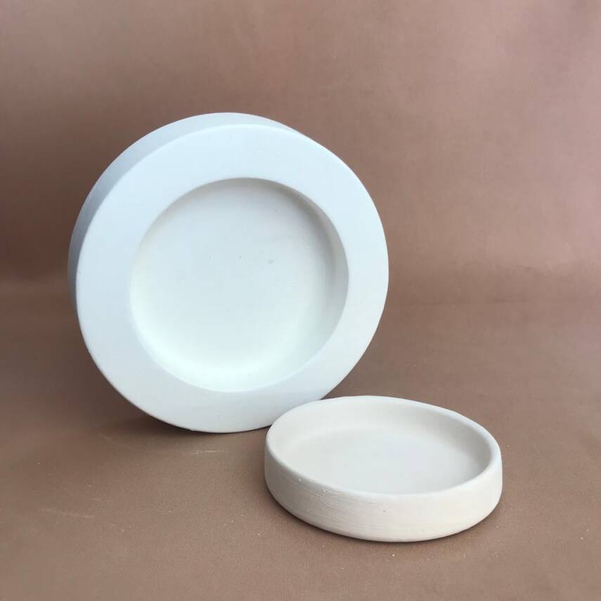 EK211 Alçı Kalıp - Seramik Döküm Kalıbı Yuvarlak Tabak 2x11cm  - 1
