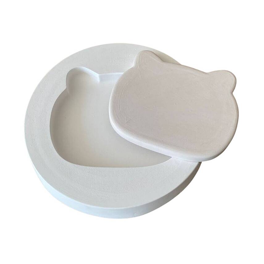 EKA06 Alçı Kalıp - Seramik Döküm Kalıbı Kedi Dik Kenarlı Tabak - 2