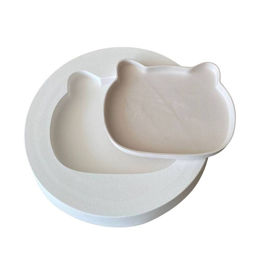 EKA06 Alçı Kalıp - Seramik Döküm Kalıbı Kedi Dik Kenarlı Tabak - 3